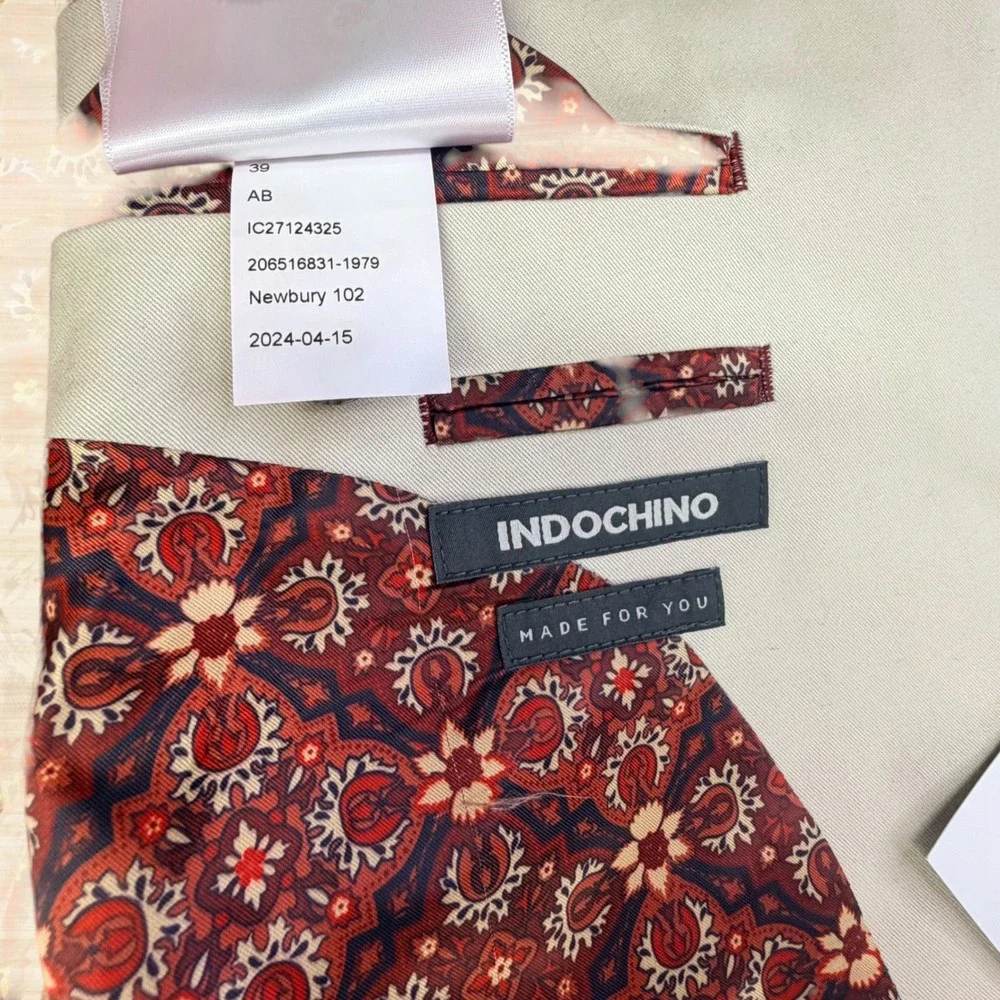 Indochino Made to Measure Tan Blazer Red Floral Lining Sport Coat Mens 40R